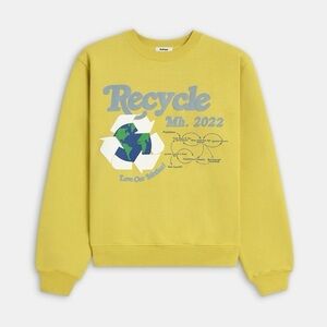 Madhappy Earth Day 2022  Fleece Crewneck, Yellow, size S